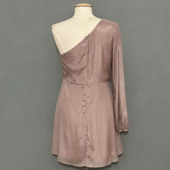 Andree‎ by Unit Womens Dress L Dusty Lavender Chiffon One Shoulder Mini Fairy - Picture 5 of 14